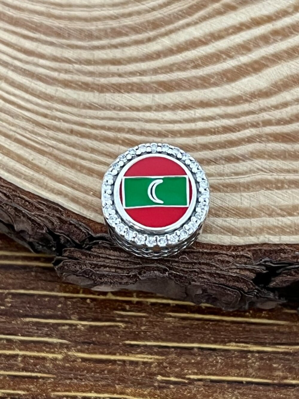 Pandora Maldives Flag Bead Charm S925 Silver Charm